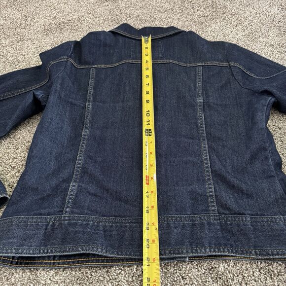 The Limited Denim Jean Jacket Dark Wash Stretch Long Sleeve Size Medium NWOT - Picture 10 of 12